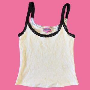 Edikted White Camisole with Black Lace Trim